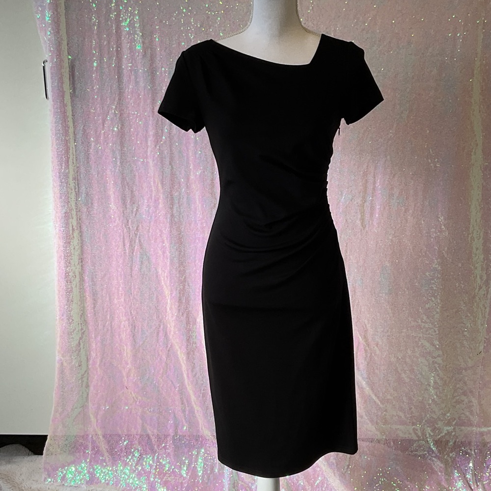 VfEmage Elegant Black Midi Dress